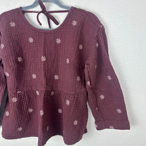 Madewell Embroidered Lightspun Peplum Open Back Top M Boho Feminine Floral - Picture 3 of 11